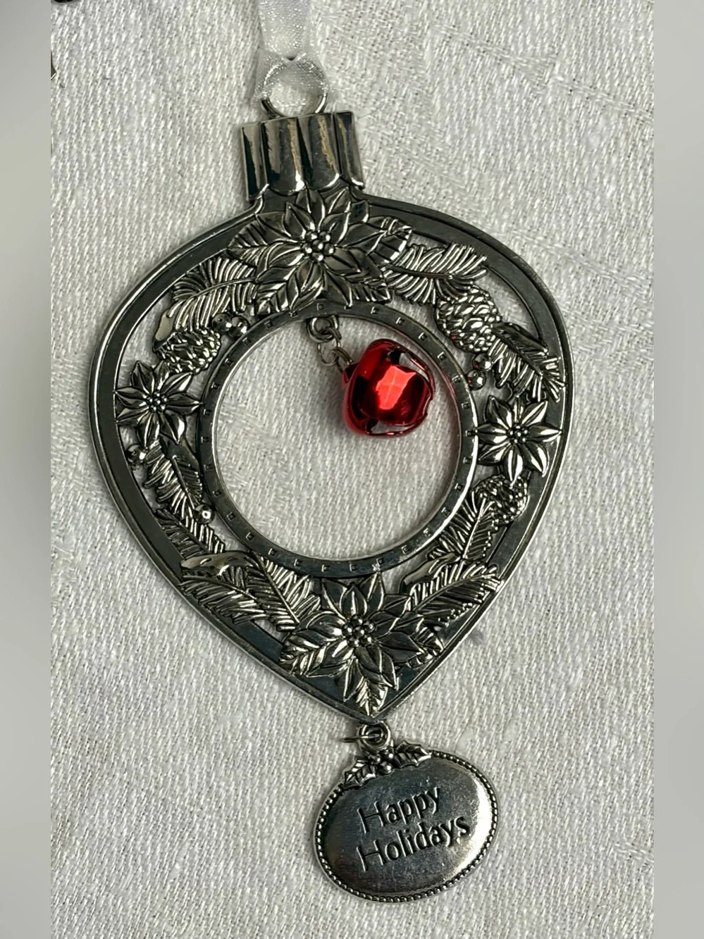 MMA, Harvey Lewis, Regent Square Ornaments 4 silver/crystal, VTG, ribbon, EUC